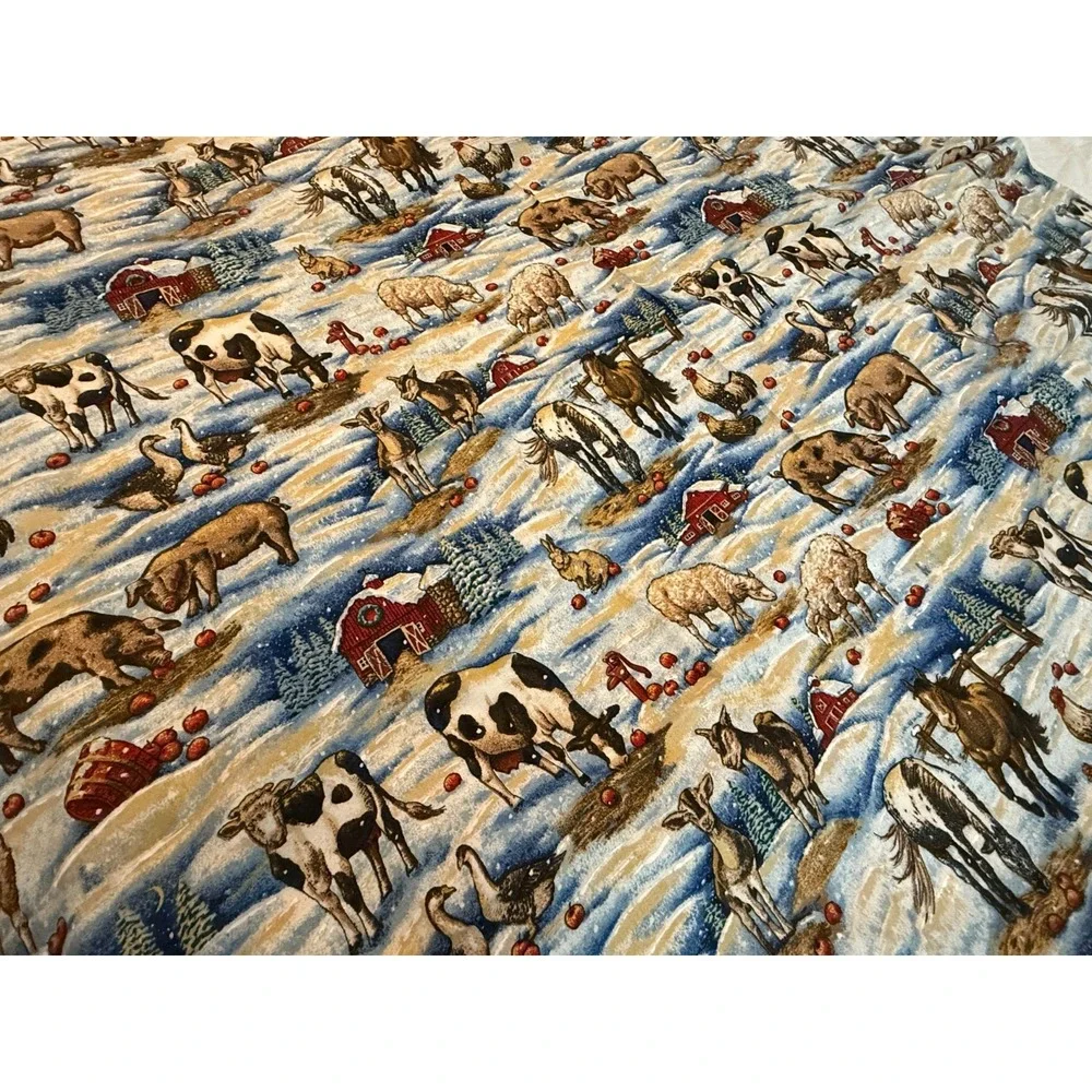 VTG new‎ Farm Winter Fabric 1 yard scene 35